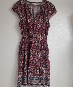 Liz Claibourne Multi Color Fit & Flare Linen Blend Dress   Size XL